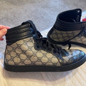 Gucci GG Imprime High Top Crocodile Skin Leather/Canvas Shoes Men’s US 9.5